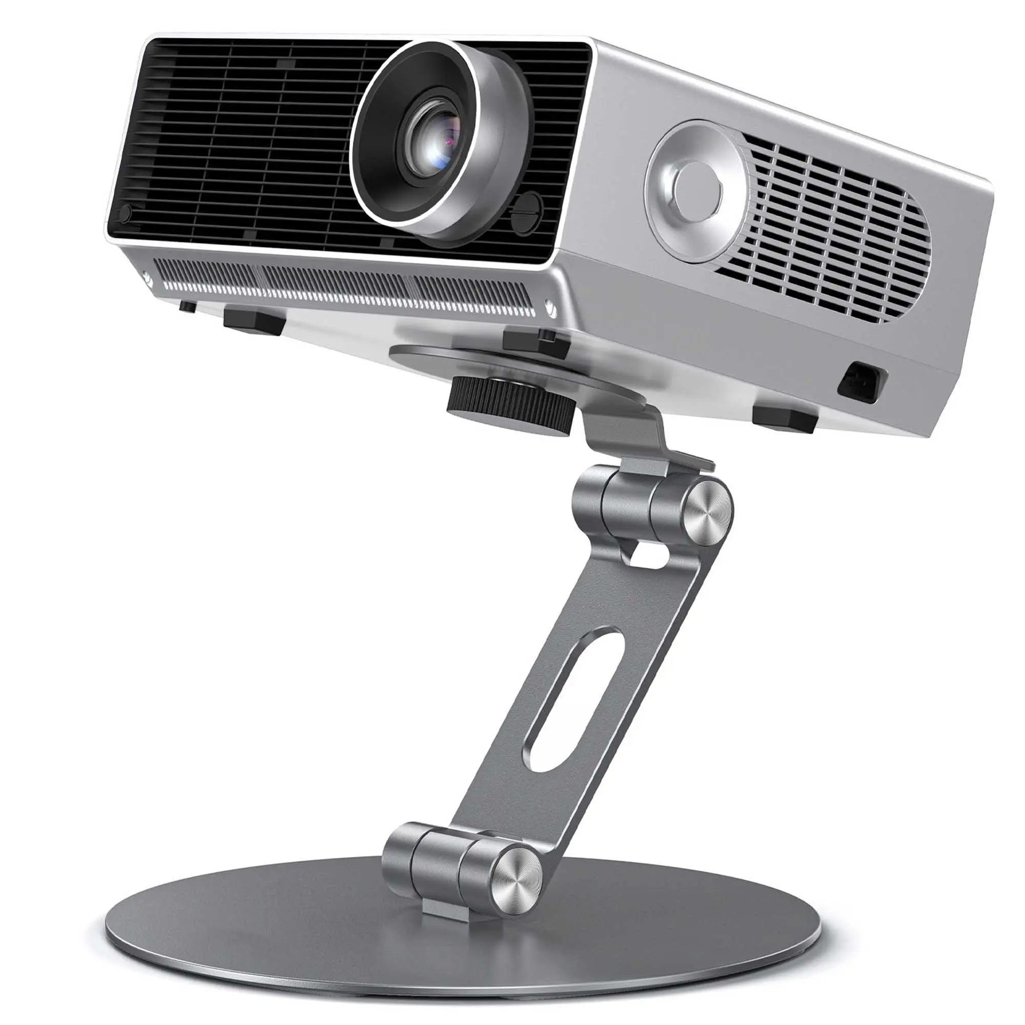 PS01 Folding Metal Projector Holder Stand, Angle-Adjustable Projector Accessories with 1/4-in Mounting Screw and Rubber Components