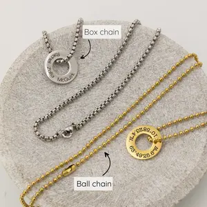 Coordinates necklace for men washer necklace, custom date necklace, anniversary gift for men, wedding date necklace, Gift For Boyfriend