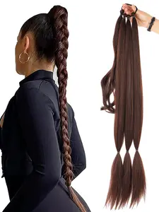 Long Braided Ponytail with Bow Hair Extension, Long Braided Ponytail Wig with Hair Loop DIY Straight Hair Smooth Wrap Braided Ponytail Wig - Synthetic Braiding Hair Ponytail Hairpieces for Women, suitable for daily use and fashion styling