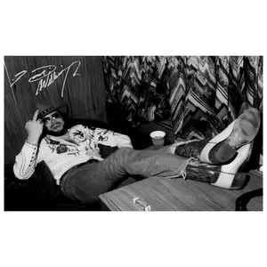 Vintage Hank Williams Artwork Tapestry Music Legend Wall Art,Country Music Wall Decor,Museum Quality Print,Black and White,Retro Singer Art Flag