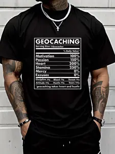 100% cotton Geocacher Nutrition Geocaching T-Shirt Men Graphic T-Shirt Cotton Print short Sleeve Casual Top, Summer Tee Mens Tops