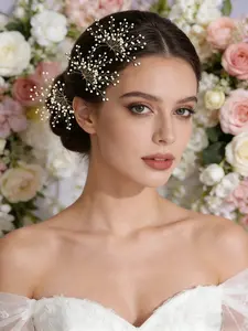 3-Piece Pearl Hairpin Set, Wedding Bride Maid Headpiece, Forest Style Photo Outdoor Party Accessory, Lightweight Stable Hairstyle Pin