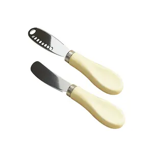 Butter Spreader Knife Set, 2-Pack Stainless Steel Cheese and Butter Knives with Ceramic Handle, Dishwasher Safe, for Soft & Hard Cheese, Jam, Cold Butter
