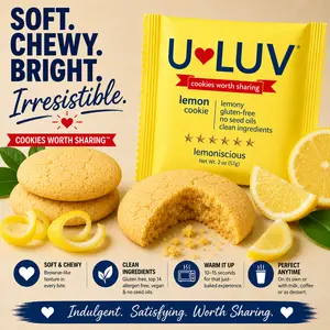 U-LUV Lemon Cookie 4-Pack | Soft & Chewy Gluten-Free Cookies | Made with Avocado Oil | Allergen Friendly