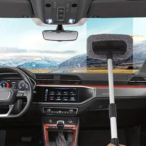 5-In-1 Glass Defogging Cleaning Kit, Reusable Microfiber Cloth, Adjustable Handle, Car Window Cleaner Set, Easy to Use