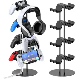 Gamer Gifts, Headset Stand 4 Tiers with Cable Organizer, Controller Stand Compatible with PS5/Xbox/Nintendo Switch/PS Portal/PS4, Headset Holder & Controller Holder for 8 Packs Controller