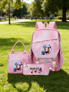 K-Pop Demon Hunter Backpack Set with Lunch Bag + Pencil Case, Cute Mermaid Scales Girl Schoolbag, Lightweight Travel Laptop Backpack