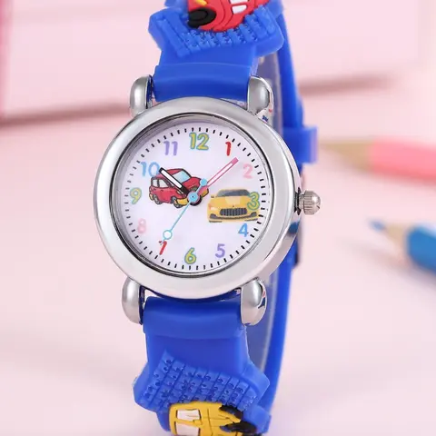 Cute Cartoon Car Pattern Design Quartz Wristwatch, Fashionable Child Watch for Kids, Perfect Gift for Boys and Girls