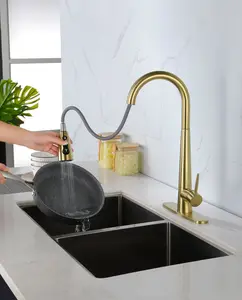 Kitchen Faucet with Pull Down Sprayer , High Arc Single Handle Kitchen Sink Faucet with Deck Plate, Commercial Modern Stainless Steel Kitchen Faucets