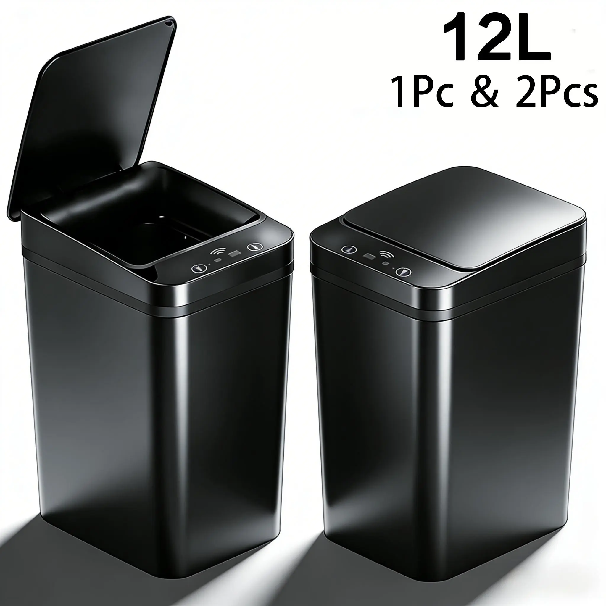 6" Ultra-Thin Touchless Smart Trash Can with Wave/Kick/Knee Sensor | 2.91Gal Automatic Garbage Bin, 1/2 Pack, Kitchen Trash Cans, Always-On Mode & Odor-Seal for Bathroom Kitchen | 2 AA Batteries Required (Not Included)