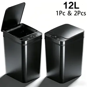 6" Ultra-Thin Touchless Trash Can with Wave/Kick/Knee Sensor | 2.91Gal Automatic Garbage Bin, 1/2 Pack, Always-On Mode & Odor-Seal for Bathroom Kitchen | 2 AA Batteries Required (Not Included)