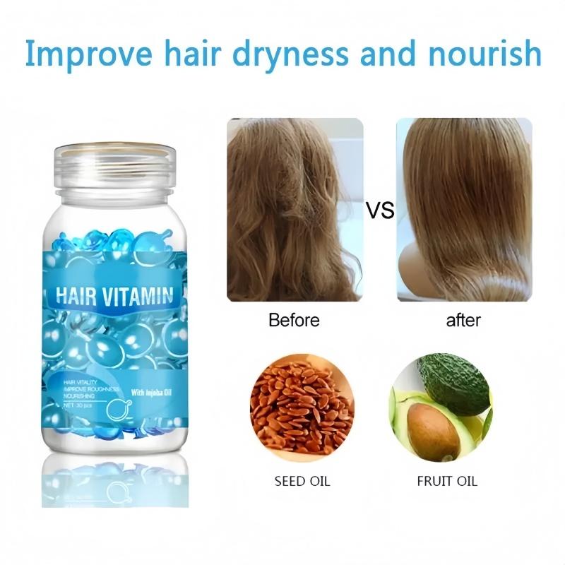 3/2/1PCS Hair Moisturizing Capsules Essence Formula, Contains Vitamin A C E Vitamin B5, Argan Macadamia Oil, Jojoba Oil Repairs Damaged Hair (30 Capsules)