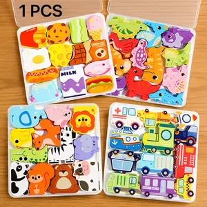 Boxed 3D Puzzle Building Blocks Animal Shape Puzzle Dinosaur Traffic Food Creative Theme Thinking Toy, Educational Kids Toys