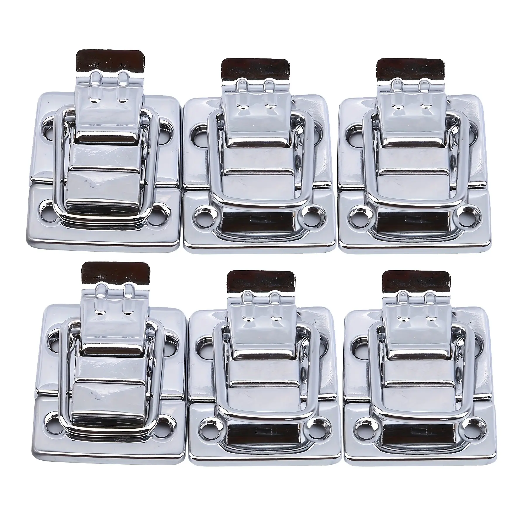 6pcs Stainless Steel Chrome Toggle Latch, Chest Box Case Suitcase Tool Clasp, Cabinet Fitting Lock Belt Hasp Buckle Hardware, Heavy Duty, Sturdy Lock