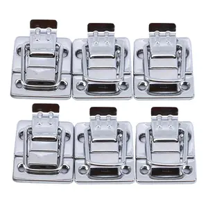 6pcs Stainless Steel Chrome Toggle Latch, Chest Box Case Suitcase Tool Clasp, Cabinet Fitting Lock Belt Hasp Buckle Hardware