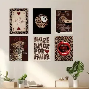 2D flat painting, framed canvas artwork, featuring leopard patterns, Leopard print design, and fierce zebras, suitable for modern wall, Christmas, Halloween, baby room decor, Leopard Printed, Home Decor Products