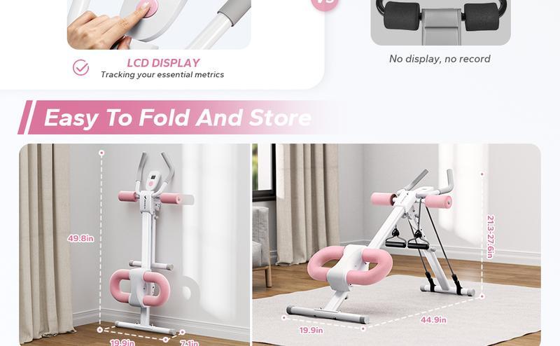 MERACH Adjustable Ab Trainer Machine LCD Monitor Foldable Abdominal Exercise Equipment Core Trainer Workout for Body Buttocks Shaper Fitness Equipment SpringStatements
