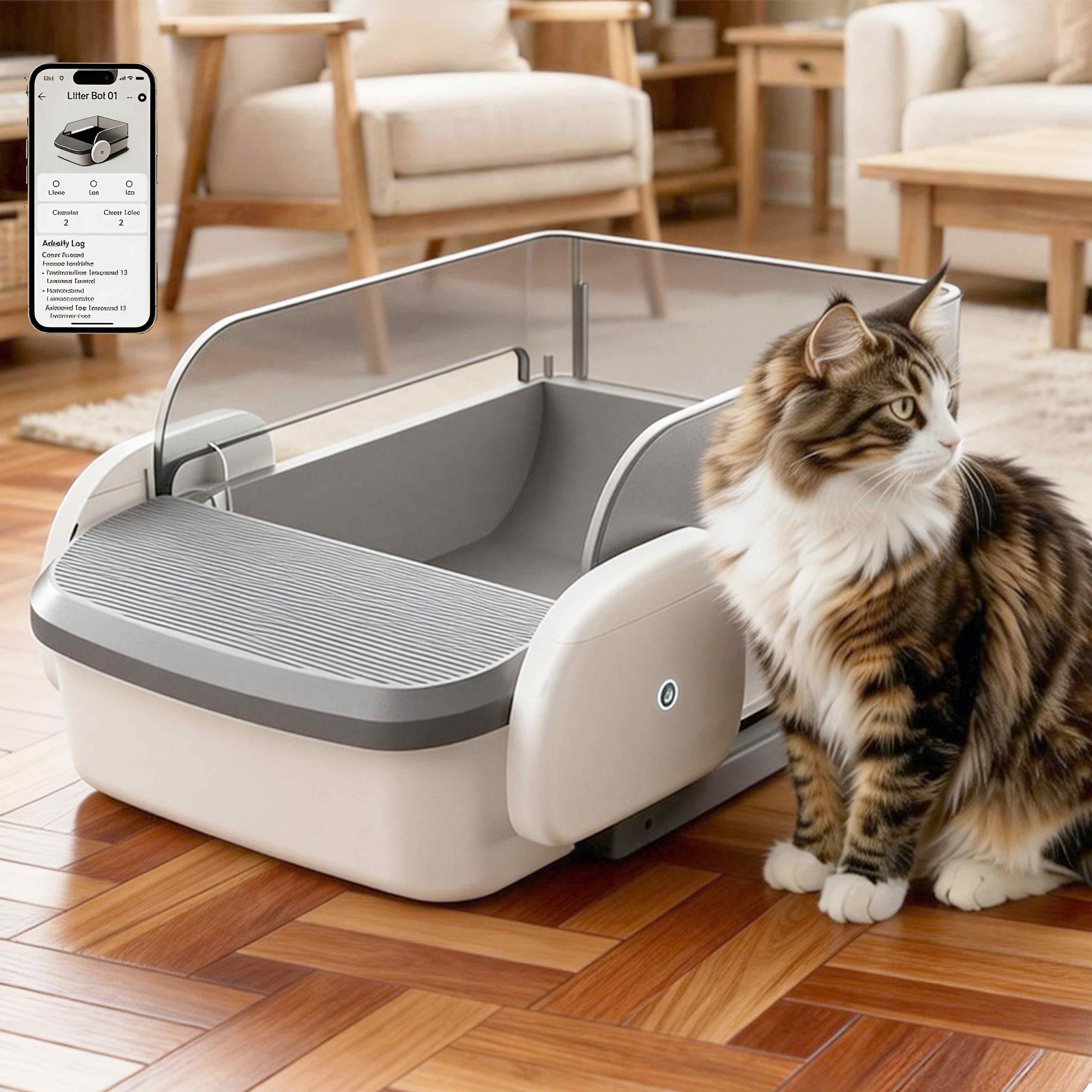 【New Arrival fan seckill price 】Automatic Litter Box Self Cleaning Odor Control for Cats 3LB to 50LB Large Capacity APP Control Safety Sensor Multi-Cat Use