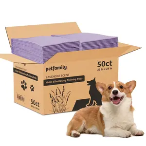 Petfamily Dog Training Pads, Super Absorbent Lavender Scent, 23x24 in, 50 Count, Odor Eliminating, Leak-Proof, for Puppies & Adult Dogs