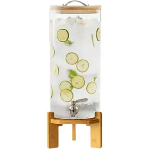 Beverage Dispenser, 2.9 Gallon Glass Drink Dispenser with Stand, Glass water dispenser with Spigot, Large Drink Dispensers for Parties,Bars,Restaurants, 11L