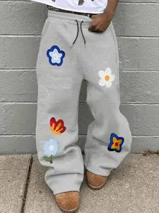 Cute Floral Pattern Casual Pants, Bohemian Bottoms, Comfortable Skin-Friendly Fabric, Soft and Free, Fitted Style, Fall & Winter Wear