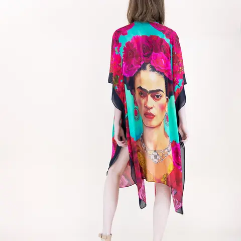 Women's Viscose Printed Open-Front Kimono Cover-Up - One Size
