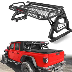 MONOKING Universal Adjustable Roll Bar - Chase Rack Sport Bar with Cargo Basket, Included Brake Light for Mid-Size/Full-Size Trucks (F150 F250 F350 Raptor Lightning, Silverado, GMC Sierra, Ram 1500 2500 3500, Tundra, Titan)