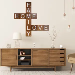 7Penn Rustic Living Room Decor - Farmhouse Crossword Letters Wall Decor - Brown