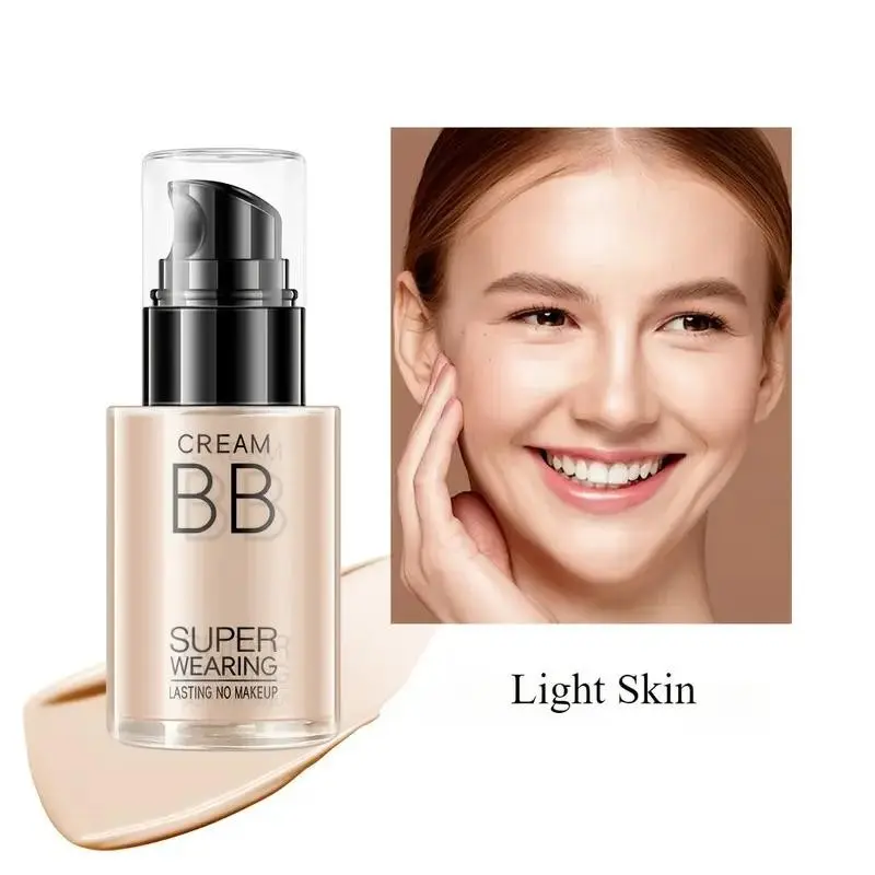 Flawless Premium Tinted BB Cream Foundation - All-in-One Concealer Moisturizing, Primer, 3 Shades Light Skin/Ivory/Natural, Long-Lasting Foundation, Refreshing Oil Control, Even Skin Tone, Hide Pores, Suitable for All Light Beige Skin Tones