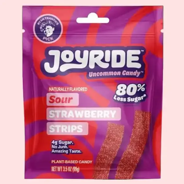 Joyride Sweets Sour Candy Strips (3.5oz) - Chewy & Tangy Low-Sugar Gummy Candy