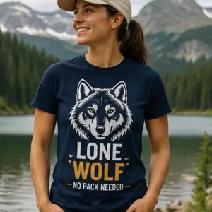 Casual Graphic Lone Wolf Short-Sleeve T-Shirt, Unisex Fit for Men and Women