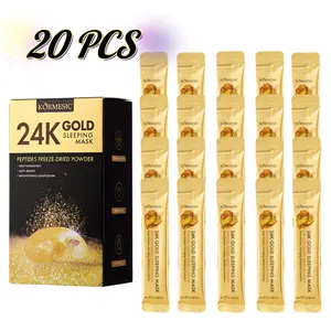 20pcs 24K Gold Peptide Overnight Sleep Mask | Hydrating Brightening Leave-On Mask for Radiant, Plump & Youthful-Looking Skin