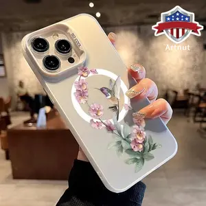 Hummingbird in Bloom Pattern Magnetic Phone Case for iPhone 15 16 14 Pro Max 13 12 11 XR XS Plus Shockproof Non Slip Military-Grade Protection slim Cover Cellphone Protective Smartphone Casing