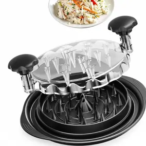 FZEEA 8-Inch Chicken Shredder Tool, Manual Meat Shredder with Anti-Slip Base and Clear Lid, Easy Twist Meat Shredding Tool for Chicken Pork Beef, Kitchen Cooking Gadget