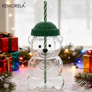 Fashion Bear Straw Cup Set, Ice Coffee Straw Cup with Lid and Straw, Cold Drink Cup, Cartoon Style, Christmas Gift, Birthday Gift, Women's Gift, Drinking Tumbler, Drinkware