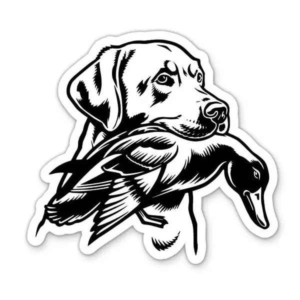 Duck Hunting Dog Sticker Waterproof Vinyl Decal For Laptop, Car, Phone, Water Bottle, Lab Retriever Hunter Sticker For Outdoorsmen, Hunting Dog Gift, Durable Hunting Lab Decal