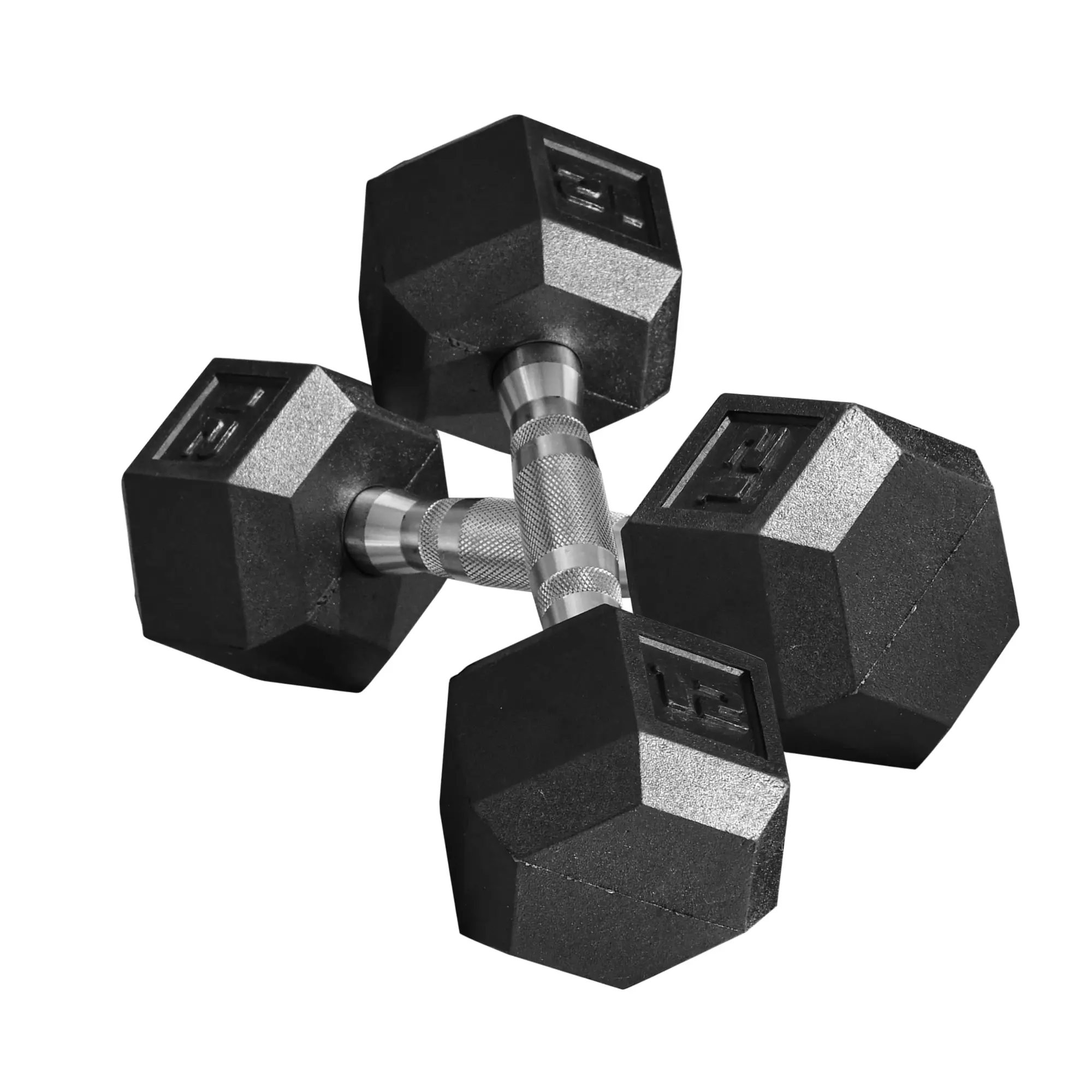 12 LBS Hex Rubber Dumbbells Set of 2, Non-Roll Hexagonal Hand Weights with Non-Slip Ergonomic Metal Handles, Noise-Reducing Rubber Coated Workout Dumbbells for Home Gym HIIT Full Body Training