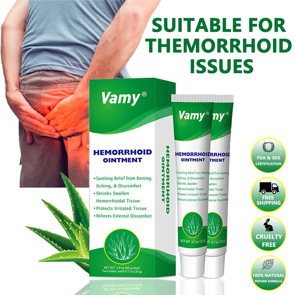 VAMY Organic Natural Hemorrhoid Wellness Cream-Gel Treatment - 1.4 oz Skin-Friendly Solution for Pain, Itching, Swelling, Skin Irritation, Youth Support, Alcohol-Free, Includes Finger Cots (Not for Acne)
