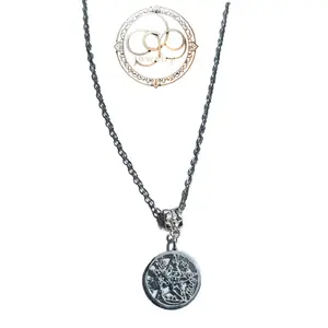 Tetragramatón Silver Necklace with Chain - Elegant Design Featuring a Unique Pendant and Chain Jewelry Piece