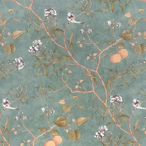 Green floral wallpaper peel and stick bird wallpaper 175 x 787 vintage floral contact paper waterproof vinyl self adhesive modern wall paper wall covering for bedroom walls cabinet locker