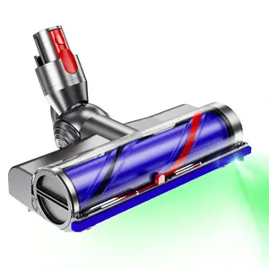 Replacement brush compatible with Dyson V7/V8/V10/V11/V15 vacuum cleaners - Direct drive brush head and 4 LED lights, ideal for hard floors, parquet and carpets