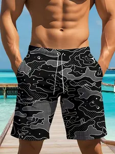 Men's Camouflage Beach Pants, Summer Quick-Dry Swim Trunks, Casual Loose Fit Breathable Shorts, Slim-Fitting Graphic Design, Swimwear Shorts