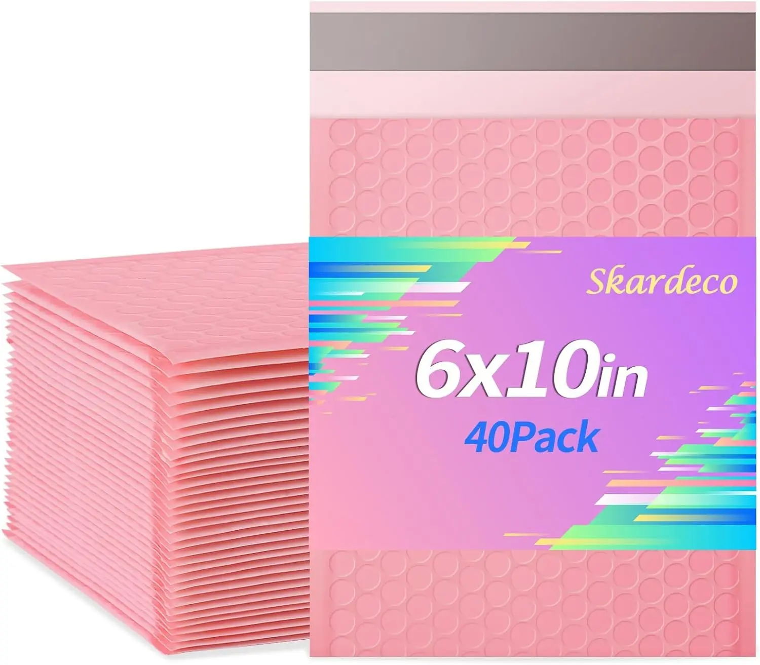 6x10 Inch Pink Bubble Mailers 40 Pack Self-Seal Poly Padded Envelopes Suitable for Small Businesses to Package and Mail Jewelry Cosmetics, Electronic Products, Cards (Pink, 6 * 10-40)