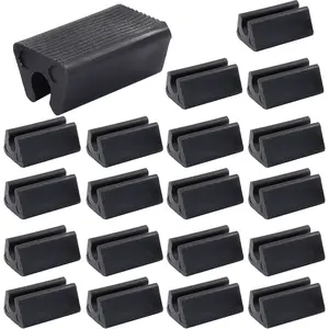 Hardware tools 20 Pack 6mm U Shape Chair Foot, Plastic Rectangle Chair Leg Caps, Non-Slip Bar Stool Leg Floor Protectors No Noise Leg Covers for Metal Chairs, Patio Furniture (Black)