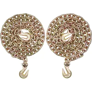 VEVOR G80 Transport Binder Chain, 3/8" x 10.3' 2-Pack Tow Chain with Clevis Grab Hooks, 7100 lbs Safe Working Load, Heavy Duty Logging Chain for Transporting Towing Truck Tie Down Binding Equipment