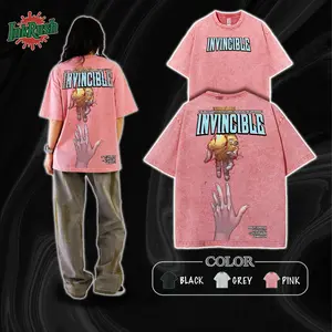 Invincible Mark Grayson x Atom Eve  T-Shirt , Back and Front Print, Superhero Fans | Invincible ss4 Comics T-Shirt, TV Show Comics Washed T-shirt invincible war graphic tee Menswear streetwear lover