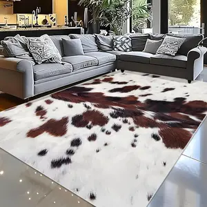 Cow Print Rug, Animal Printed Rug, Non-slip Soft Floor Mat, Decorative Carpet for Home Living Room Bedroom, Dot Plastic Backed Rug, Room Rug, Bedroom, Home Office