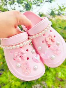 Cute Bowknot & Flower Design Faux Pearl Decor Clogs Charms, 12pcs/set Tower & Crown Design Shoes Charms, Shoes Accessories for Clogs DIY for Women & Girls