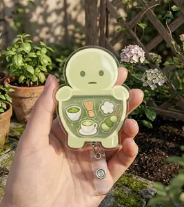 Smiski Matcha Shaker Badge Reel, Kawaii Nurse Shaker Badge Holder, Smiski Inspired Nurse Accessories, Matcha Tea Lover, Smiski Office Decor