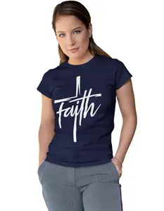 Faith Cross Christian Women's T-Shirt Abstract Cross Design Mother’s Day Shirt Blessed Baptism Gift Woman Of Faith Religious Tee Christian Clothing